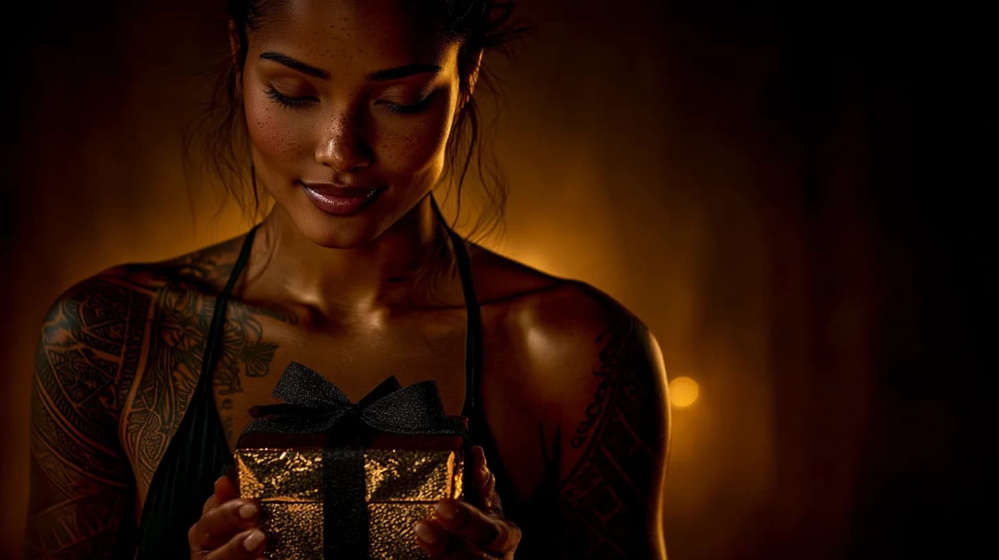 A Smiling Tiger Complete Ritual Set presented as a gift, surrounded by botanicals in warm golden light