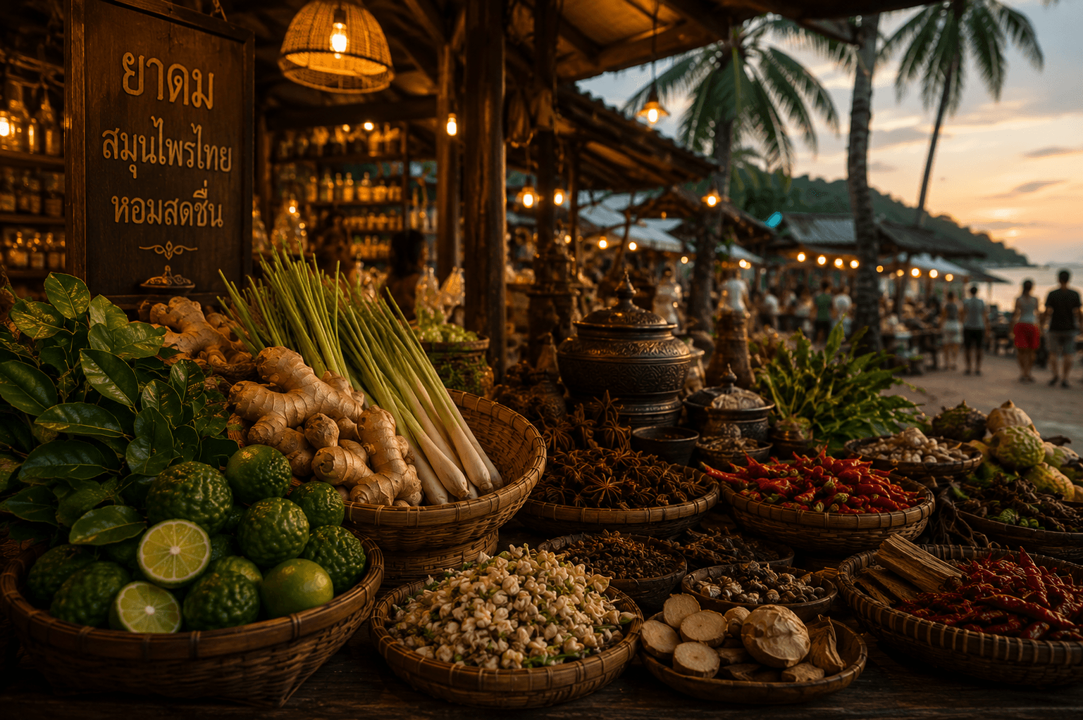Traditional Thai yadom herbal inhaler held to the nose for aromatherapy