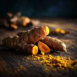 Aromatic curcuma roots with warm golden tones