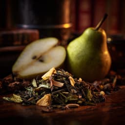 Sliced pear with a light, crisp tea-like mood