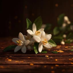 Orange blossoms in soft white petals