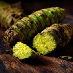 Wasabi root and paste with vivid green color