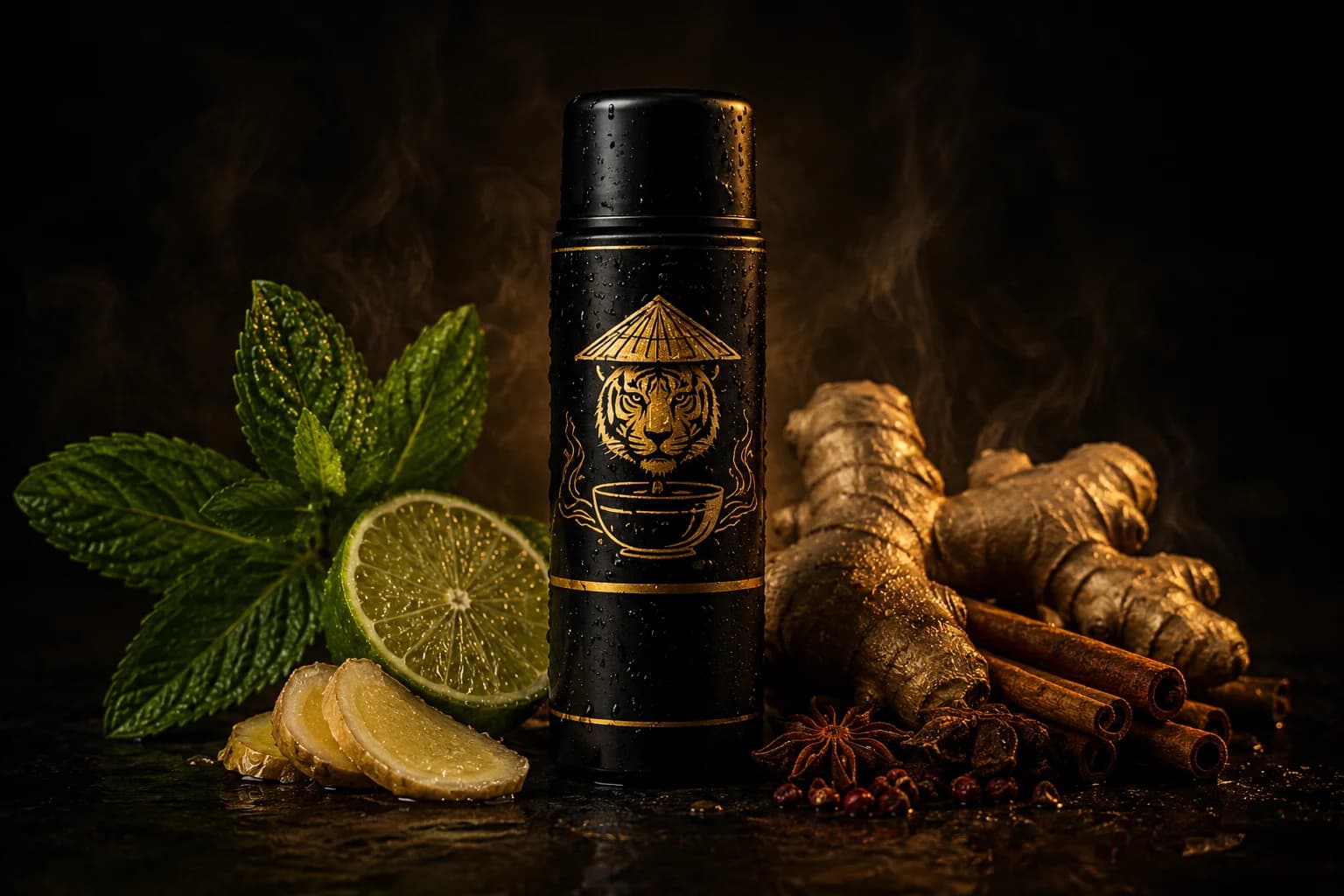 Tom Yam Yadom Thai herbal inhaler beside a Vicks inhaler on a dark surface