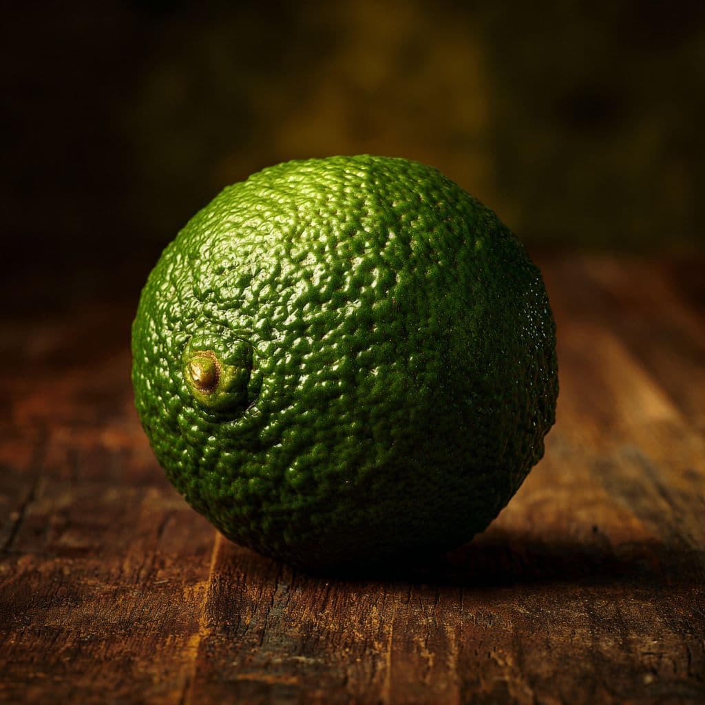 Kaffir lime peel with a bumpy green texture