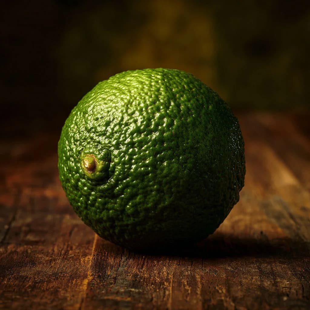 Kaffir lime peel with a bumpy green texture